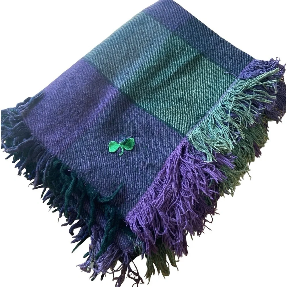 Irish Purple/Blue & Green Fringe Park Blanket☘️